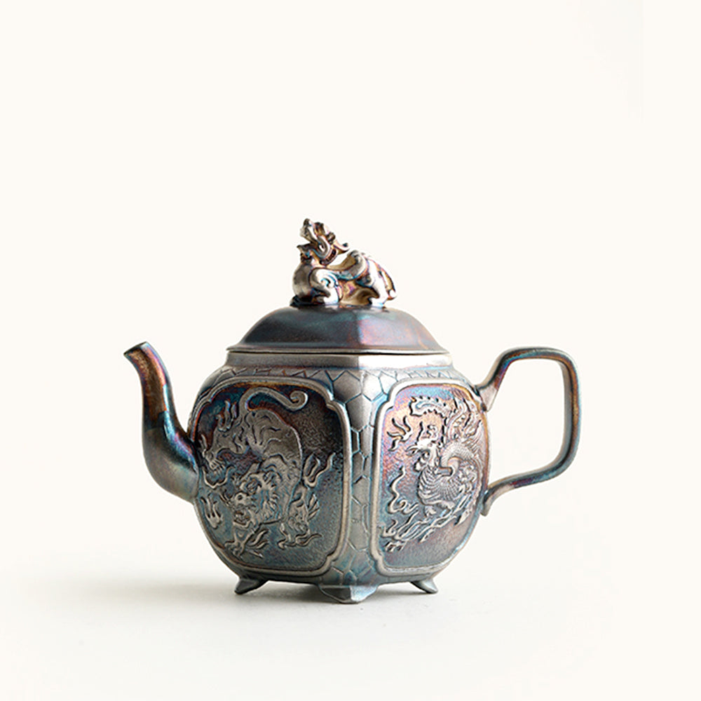 Chinese Mythical Beast Silver Teapot