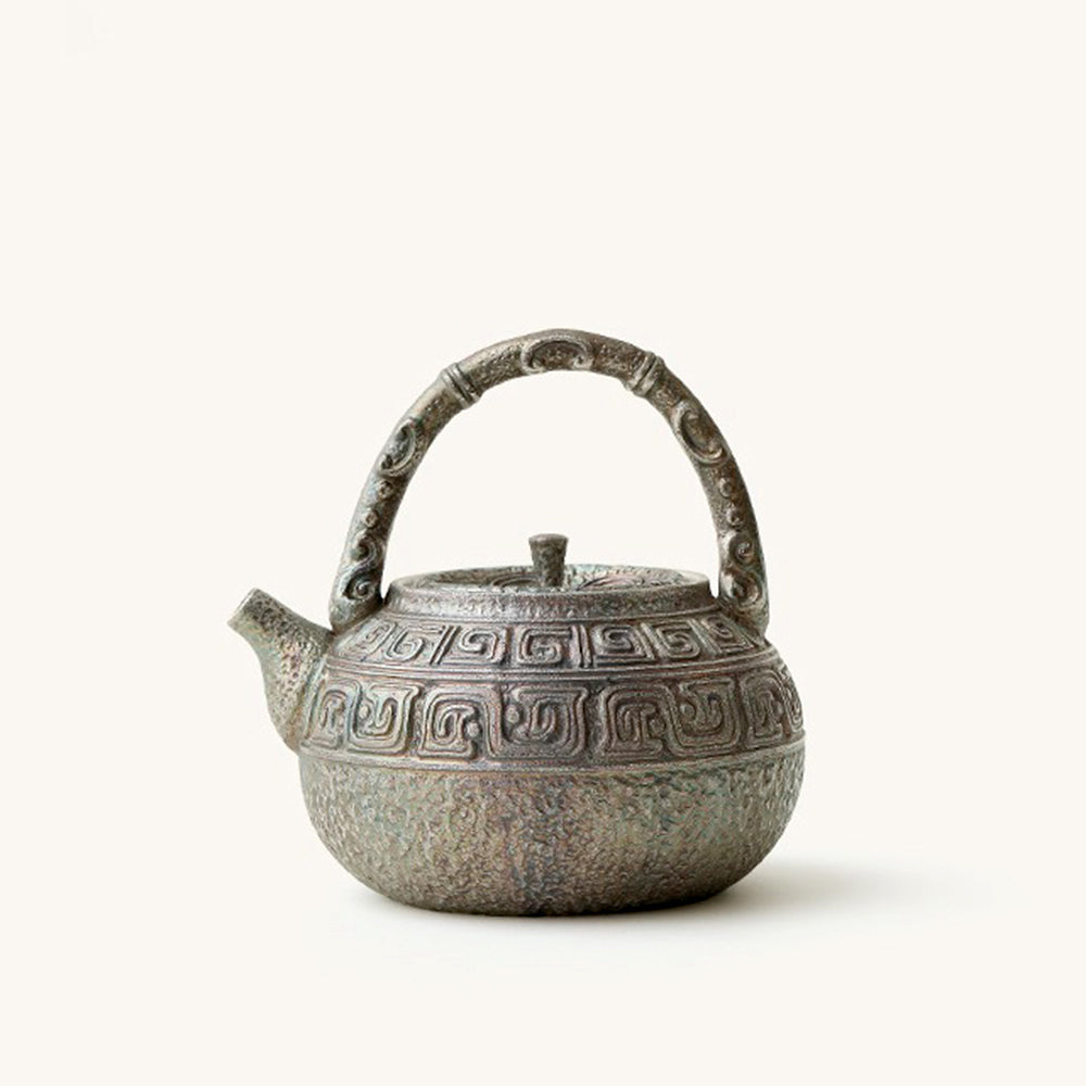 Chinese Antique Silver-Plated Ceramic Teapot