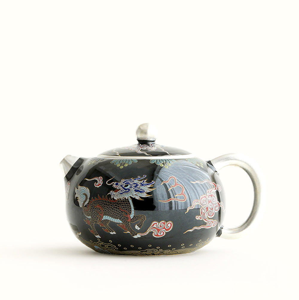 Silver-Plated Black Kirin Xi Shi Teapot