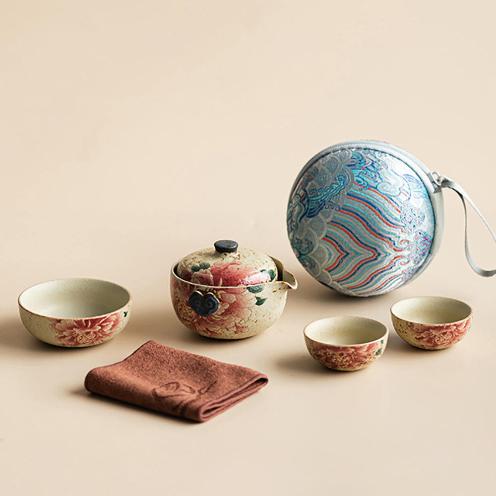Flint Red Peony Travel Tea Set