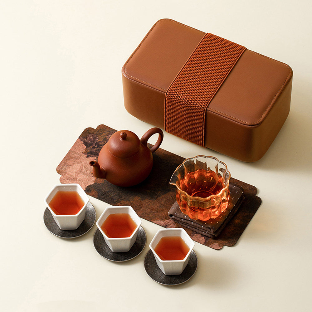 Purple Clay &amp; Ceramic Travel Tea Set