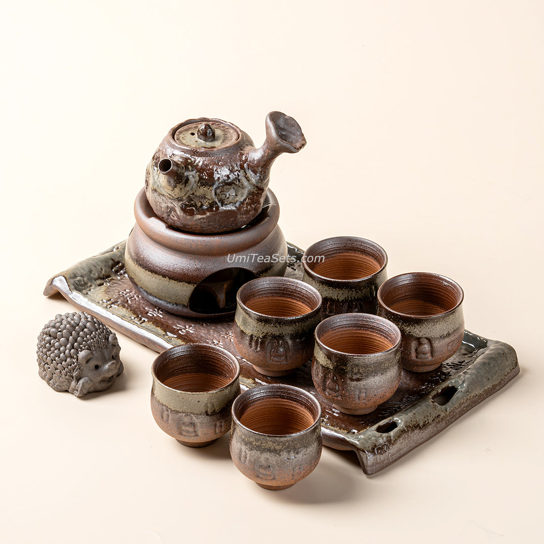 Coarse Pottery Chai Kiln Green Glaze Tea Set