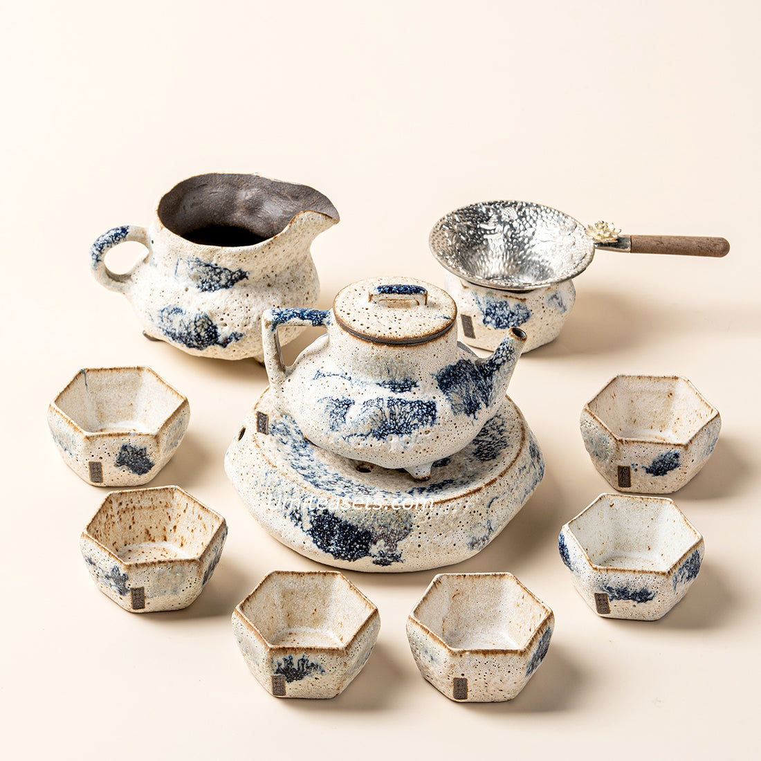 Japanese Coarse Pottery Kobiki Tea Set