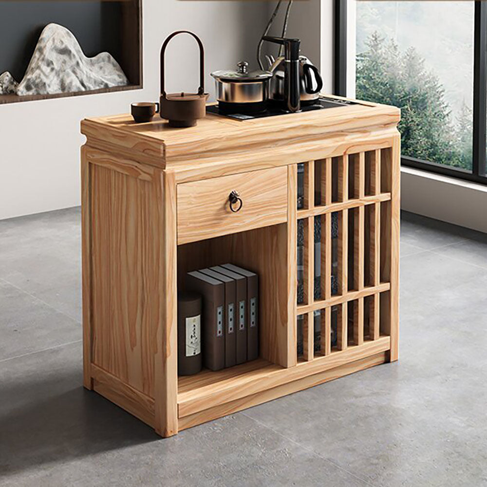 Pine Wood Integrated Movable Tea Table