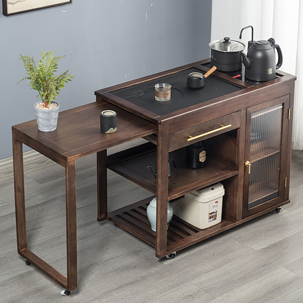 Extendable Walnut Movable Tea Table