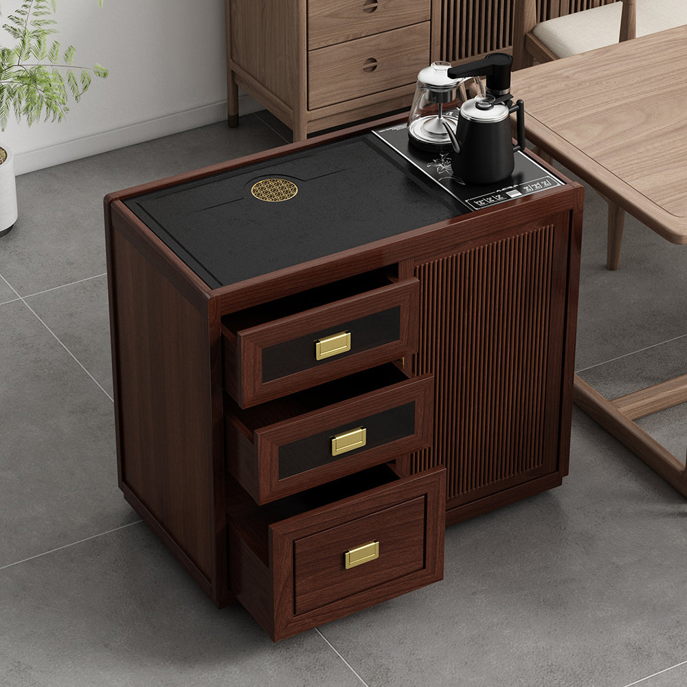 Walnut Integrated Movable Tea Table