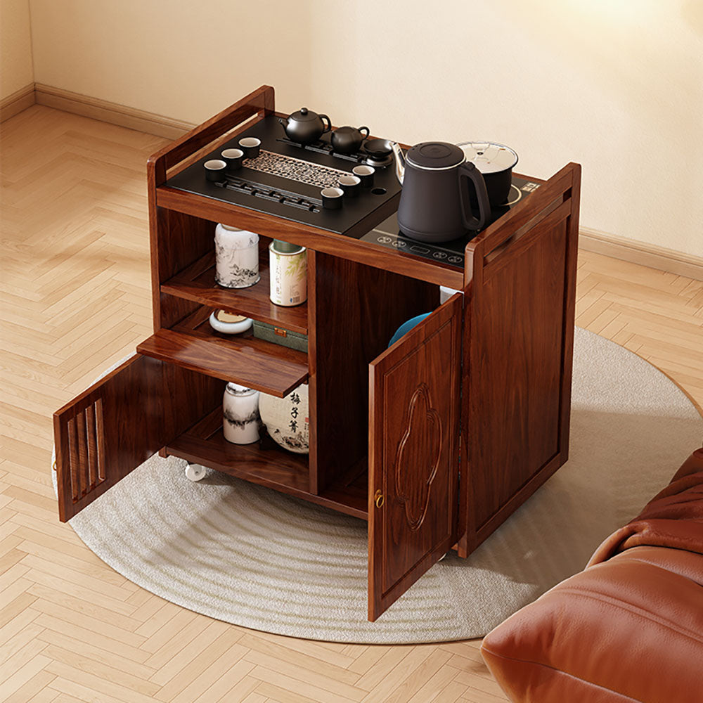 Multi-functional Moso Bamboo Movable Tea Table