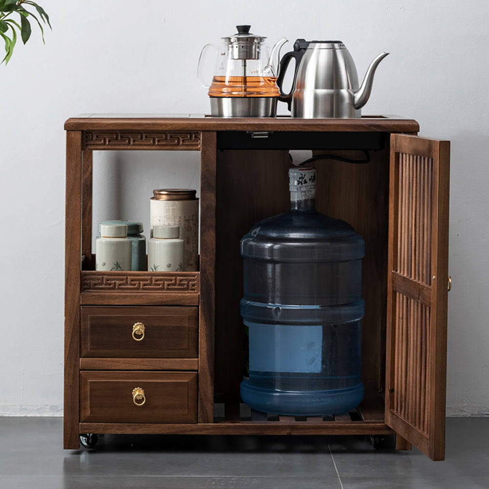 Multi-functional Walnut Movable Tea Table
