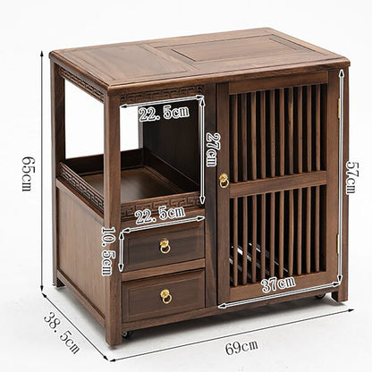 Multi-functional Walnut Movable Tea Table