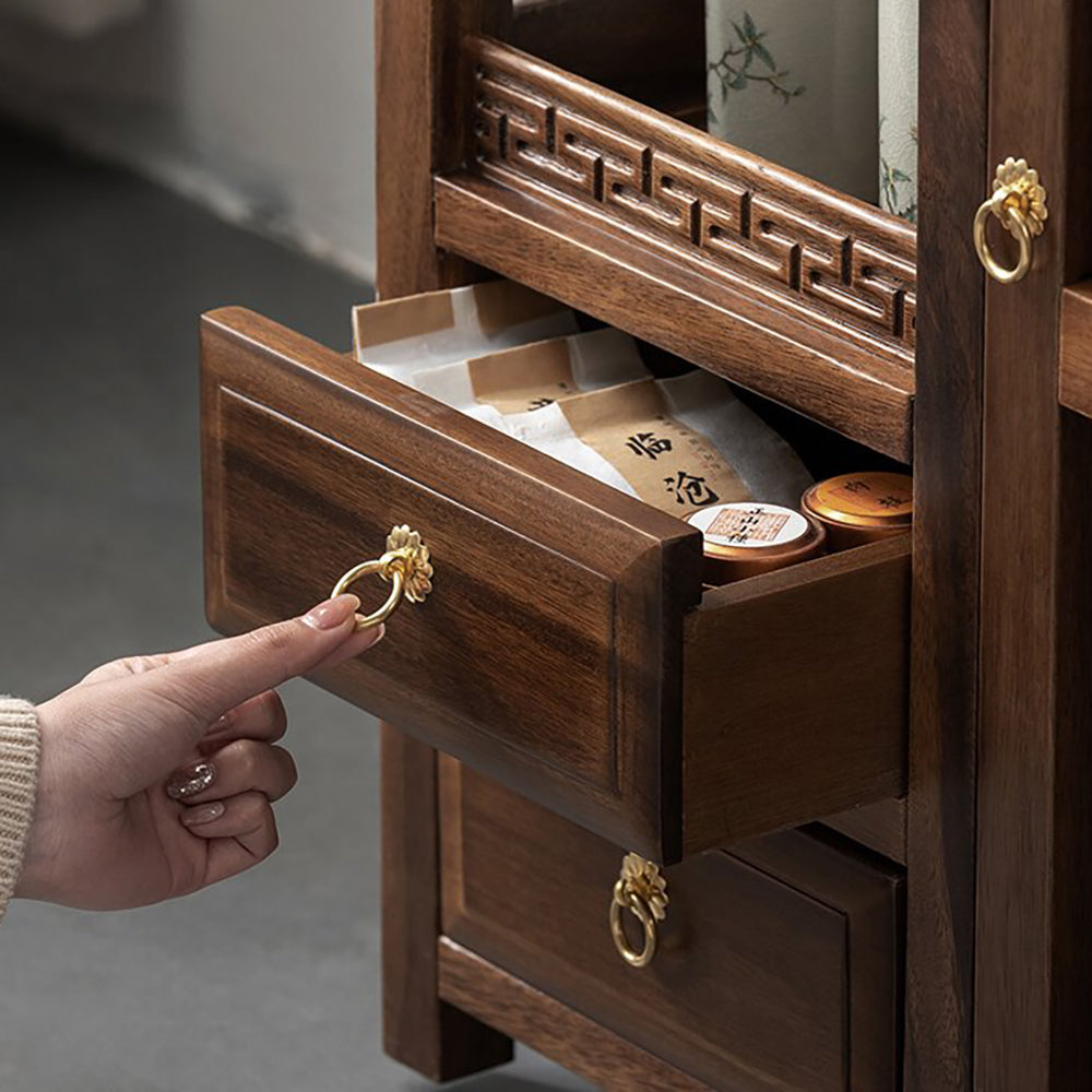 Multi-functional Walnut Movable Tea Table