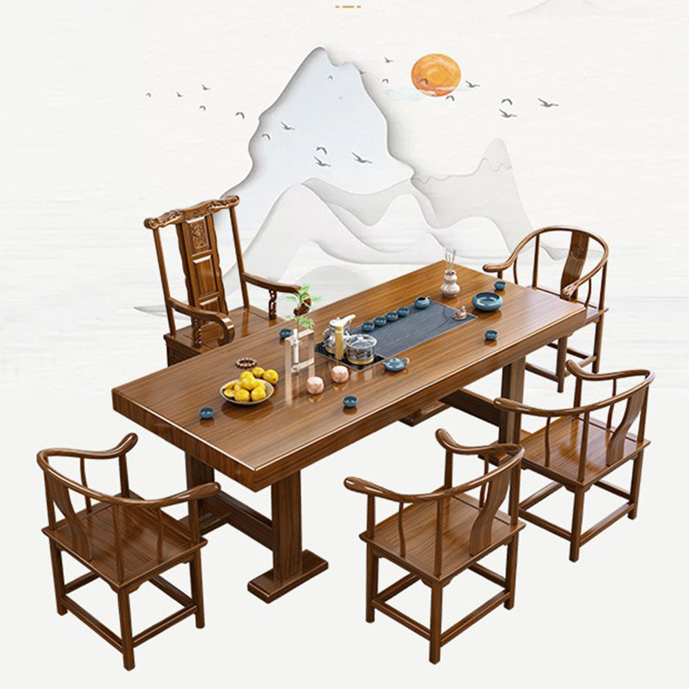 Douglas Fir Wood Gongfu Tea Table With Chairs